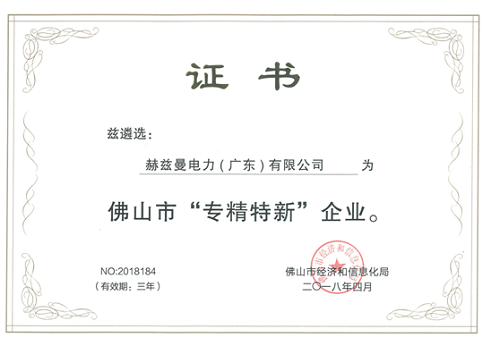 赫茲曼電力入選佛山首批“專精特新”企業！可喜可賀！